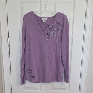 Coldwater Creek Purple Waffle Top